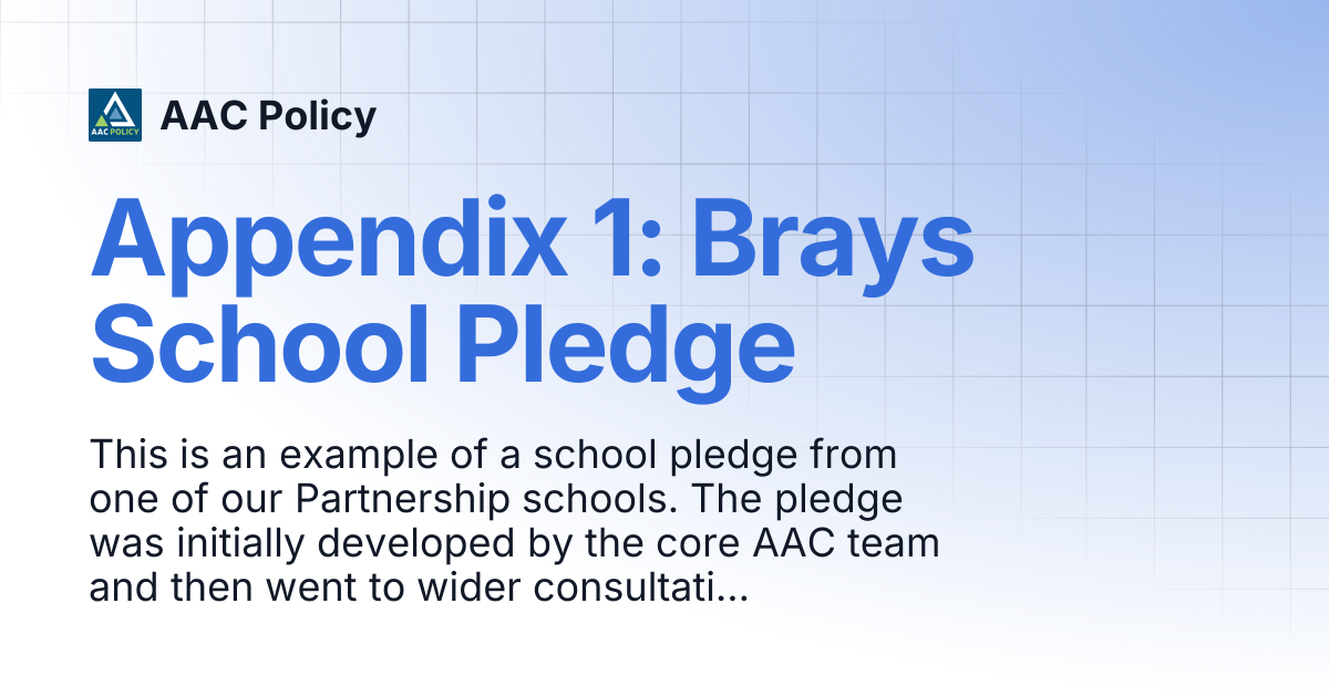 Appendix 1: Brays School Pledge | AAC Policy